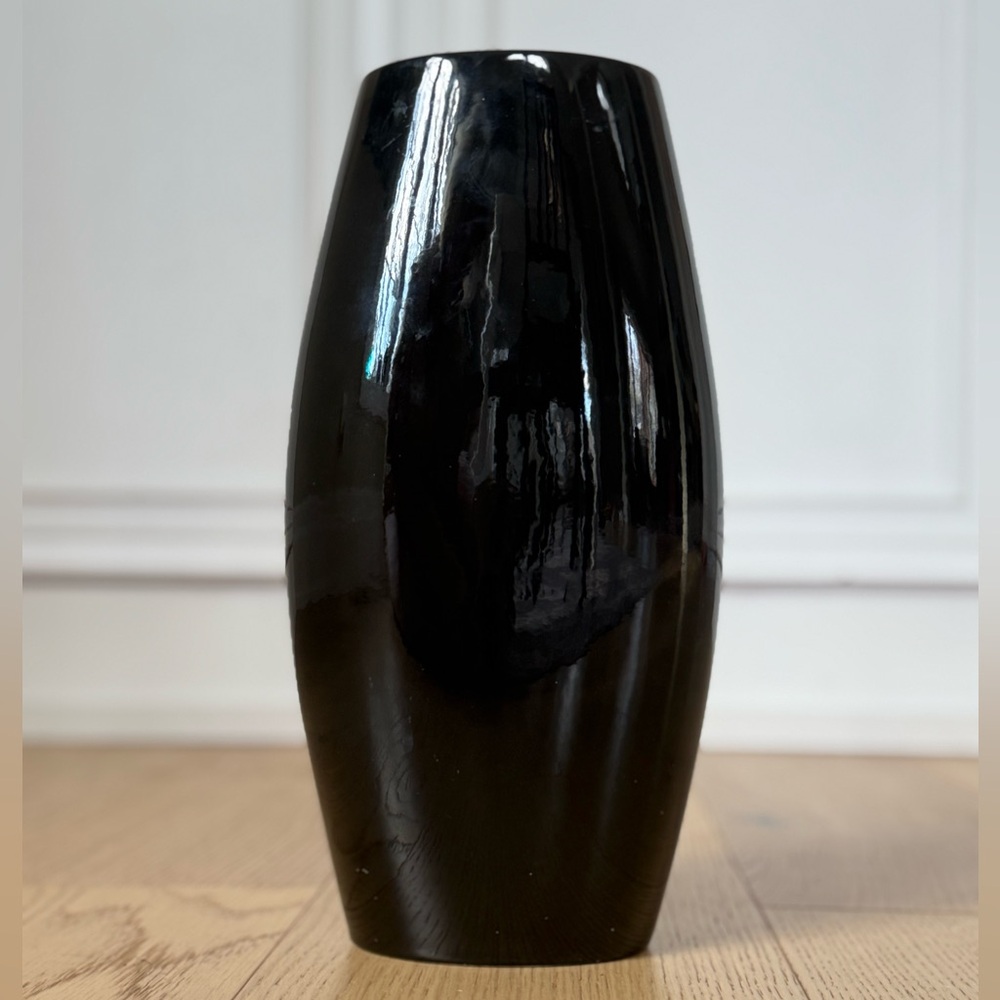 Sleek Black Ceramic Vase